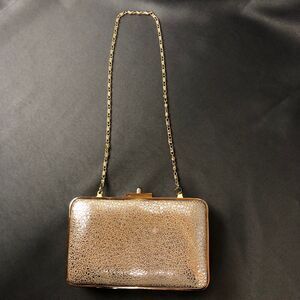 J. Mclaughlin Womens Leather Kingston Clutch Handbag Gold Chain Strap